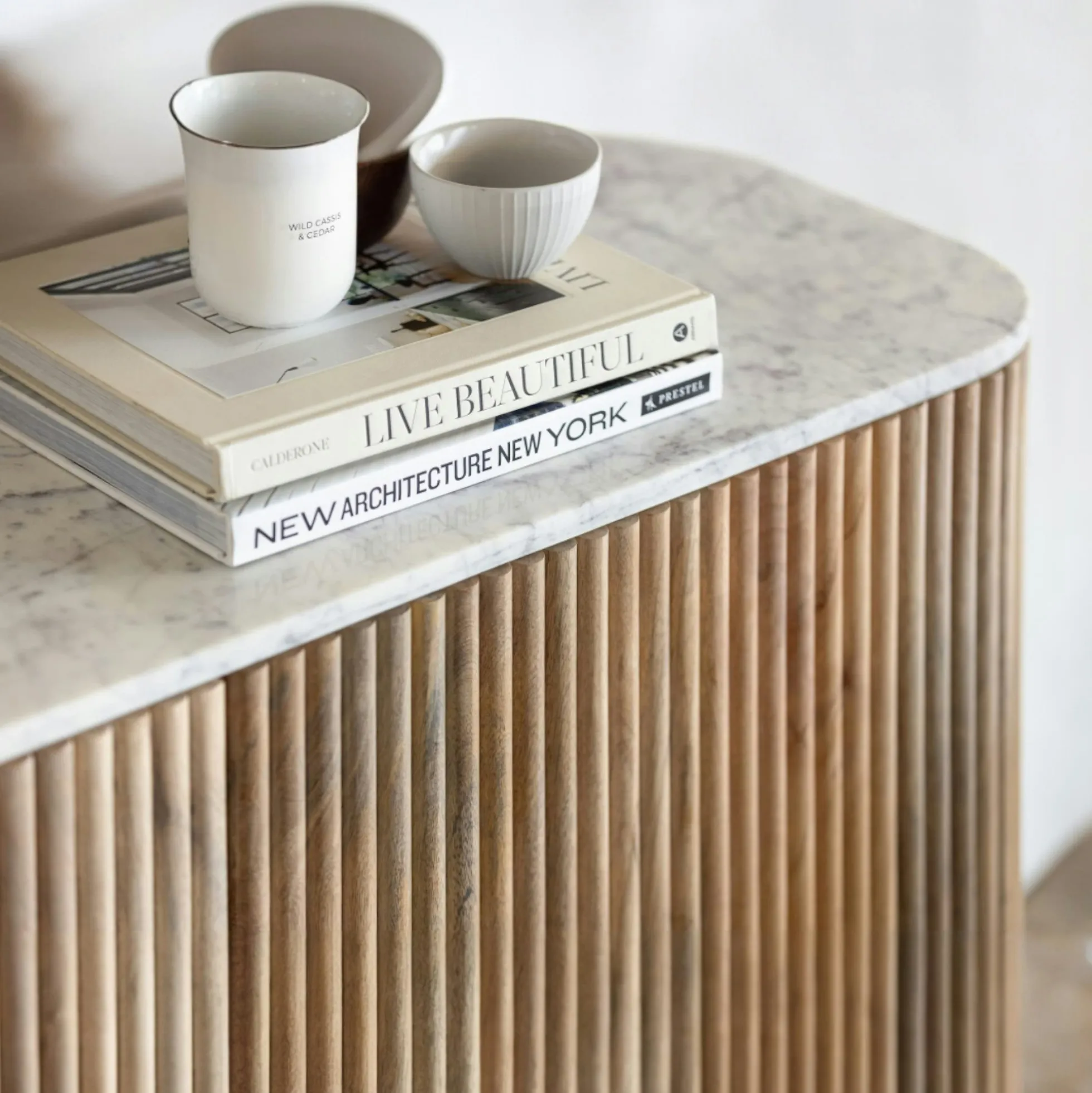 Meuble tv marbre et bois MASSA