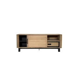 Meuble TV moderne avec rangement - bois clair chêne GRADO