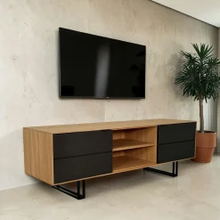 Meuble tv moderne en chêne blanc ZONZA