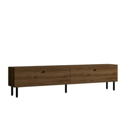 Meuble TV moderne 2 portes effet bois foncé JENA