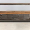 Meuble TV métal bois recyclé 3 tiroirs CARAVELLE