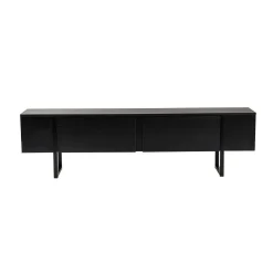 Meuble TV noir avec rangement - effet bois, pieds noirs JENA