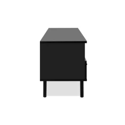 Meuble TV noir décor bois 1 porte 2 tiroirs NOREN