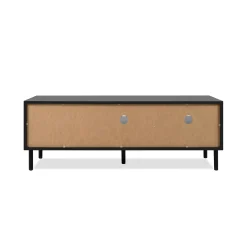 Meuble TV noir décor bois 1 porte 2 tiroirs NOREN