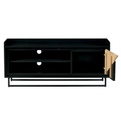 Meuble TV 1 porte bois noir et blanc ANINA