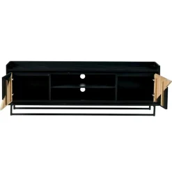 Meuble TV 2 portes bois noir et blanc ANINA