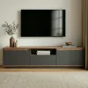 Meuble TV 3 portes décor pin et anthracite MARFA