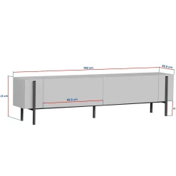 Meuble TV 2 portes décor pin et pieds métal noir MARFA