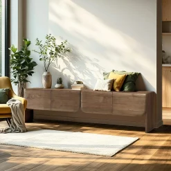Meuble TV 4 portes en bois de mindi ARCUS