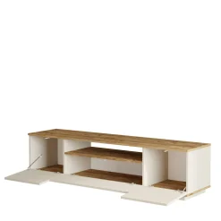 Meuble TV 3 portes 1 niche décor pin et beige MARFA