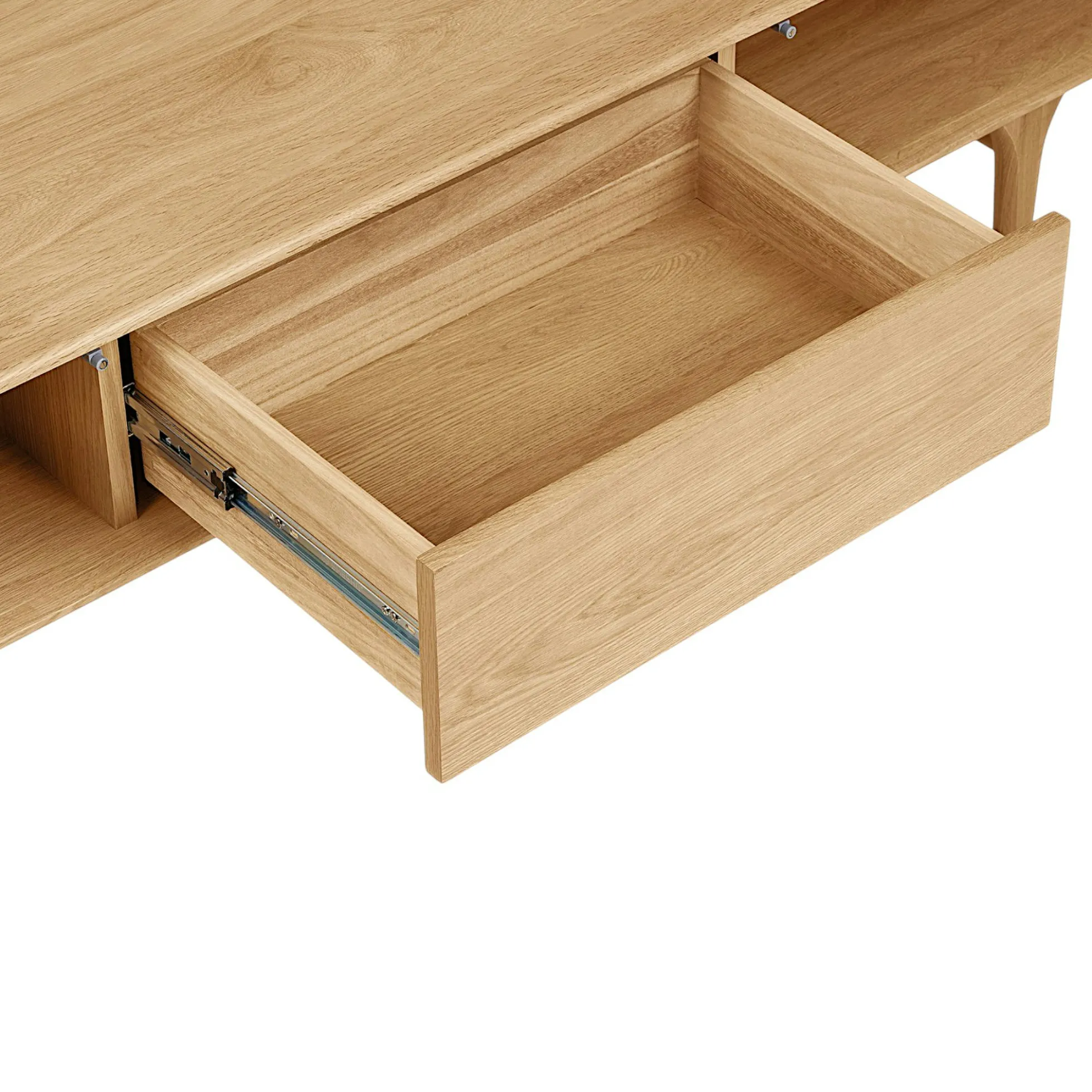 Meuble TV scandinave en placage chêne 2 portes 1 tiroir TARAZ