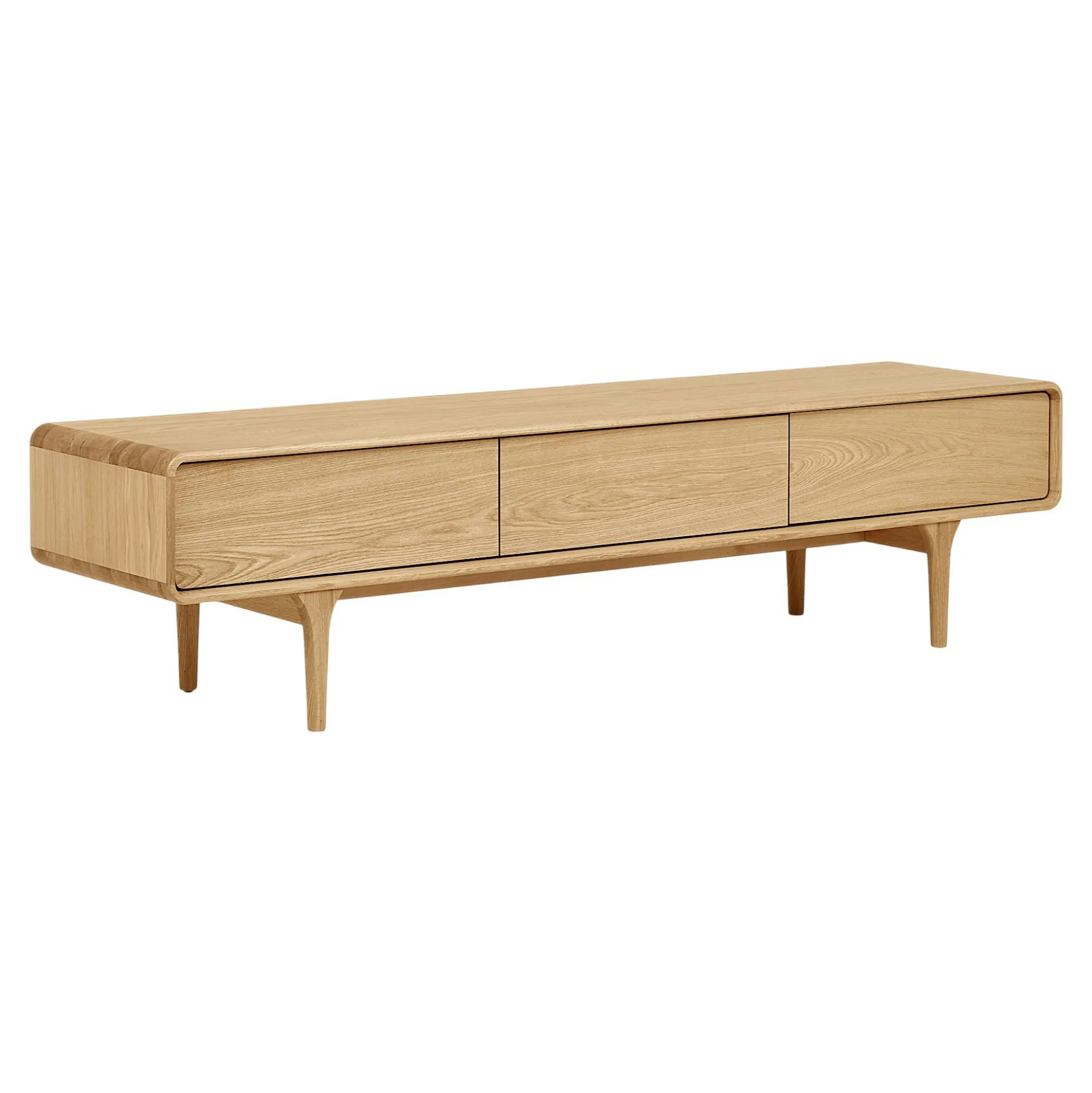 Meuble TV scandinave en placage chêne 2 portes 1 tiroir TARAZ