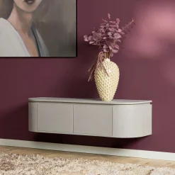 Meuble TV suspendu bois gris 2 portes AREZZO