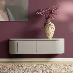 Meuble TV suspendu bois gris 2 portes AREZZO