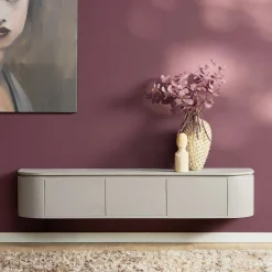 Meuble TV suspendu bois gris 3 portes AREZZO