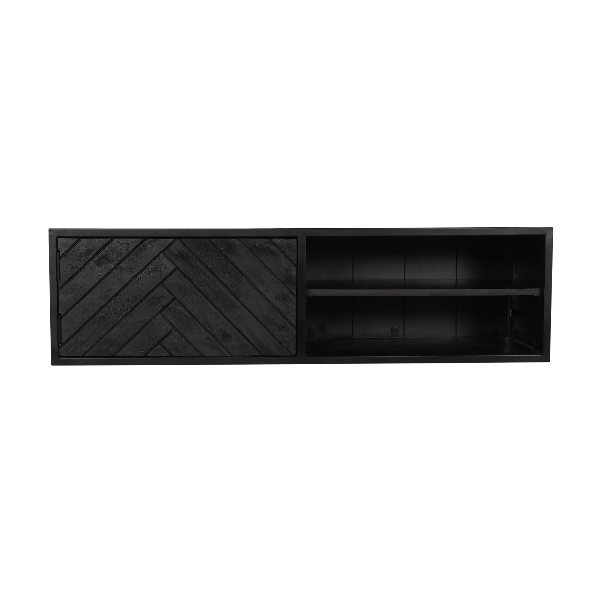 Meuble TV suspendu bois noir avec rangement 120 cm ALVERA