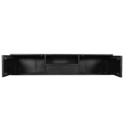 Meuble TV suspendu bois noir avec rangement 160 cm ALVERA