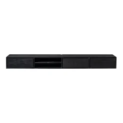 Meuble TV suspendu bois noir 3 tiroirs 1 niche 200 cm AERA