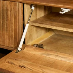 Meuble TV suspendu bois 5 portes rainurées CORTINA