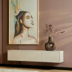 Meuble TV suspendu bois sable 3 portes JUNO