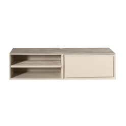 Meuble TV suspendu bois sable 1 tiroir 1 niche AERA