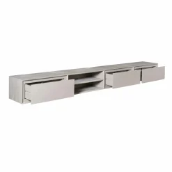Meuble TV suspendu bois taupe 3 tiroirs 1 niche 200 cm AERA