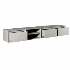 Meuble TV suspendu bois taupe 3 tiroirs 1 niche 200 cm AERA