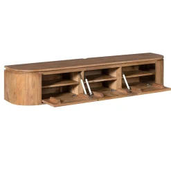 Meuble TV suspendu en bois, bords arrondis 160 cm AREZZO