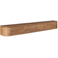 Meuble TV suspendu en bois, bords arrondis 200 cm AREZZO
