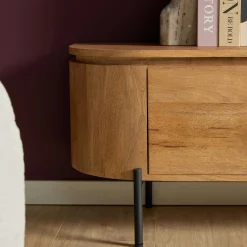 Meuble TV suspendu en bois, bords arrondis AREZZO