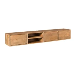 Meuble TV suspendu en bois 3 tiroirs 1 niche 200 cm AERA