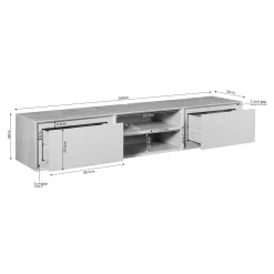 Meuble TV suspendu en bois 2 tiroirs 1 niche AERA