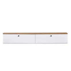 Meuble TV suspendu 2 portes décor pin et blanc MARFA