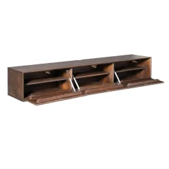 Meuble TV suspendu vintage 3 portes rainurées CORTINA