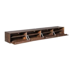 Meuble TV suspendu vintage 4 portes rainurées 240 cm CORTINA