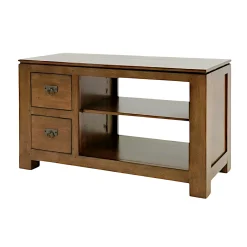 Meuble TV 2 tiroirs hévéa 100x45x58cm HELENA