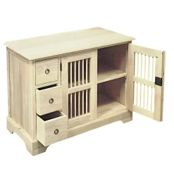 Meuble TV 3 tiroirs 2 portes hévéa 90x44x70cm MAORI