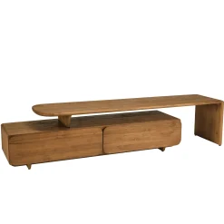 Meuble TV 2 tiroirs 160x40cm en bois de teck recyclé SWING