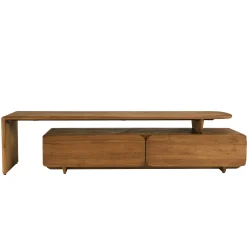 Meuble TV 2 tiroirs 160x40cm en bois de teck recyclé SWING