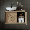 Meuble vasque rond décor pin 1 tiroir 1 porte EBE