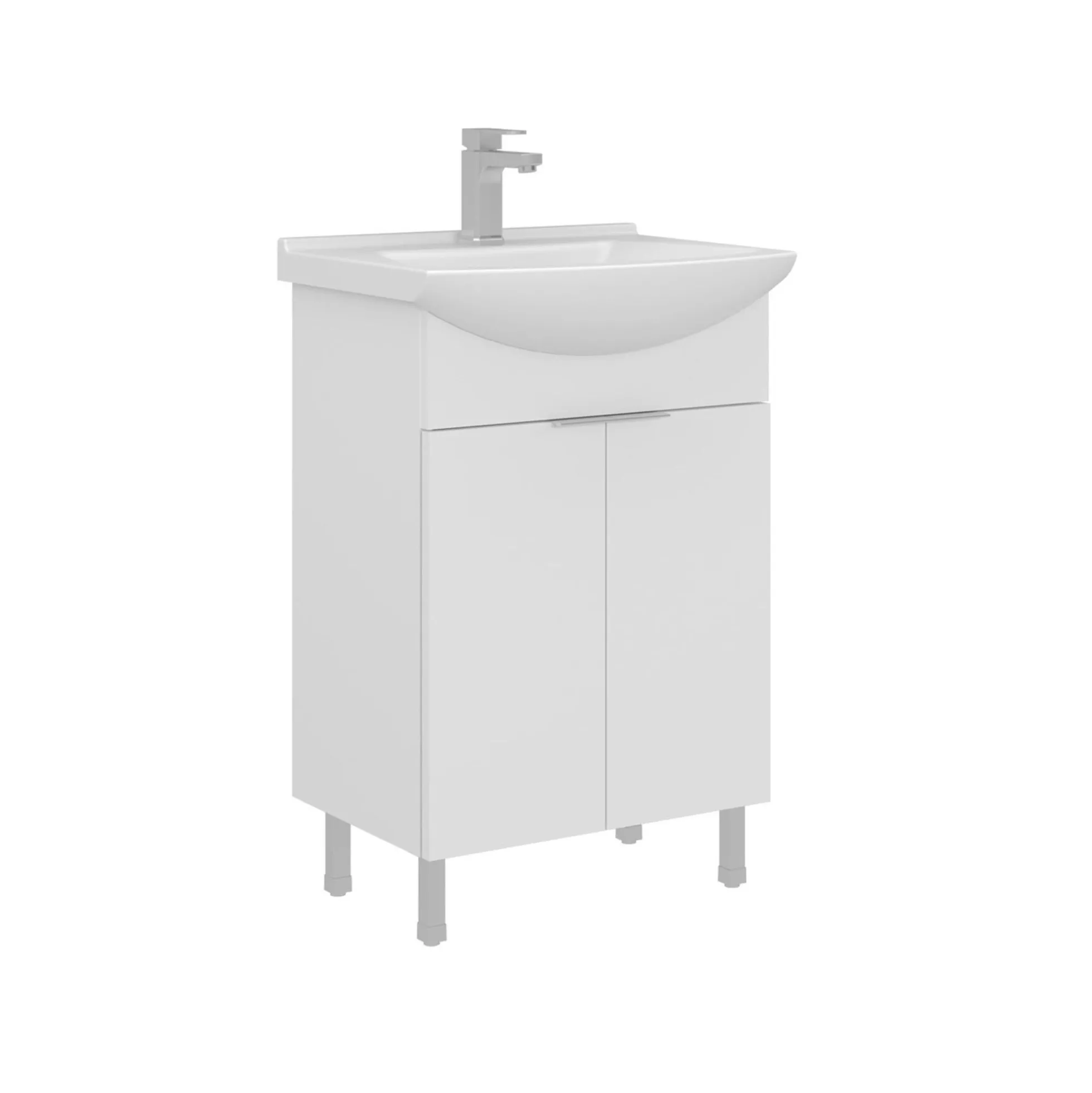 Meuble vasque salle de bains 55 cm blanc 2 portes UMI