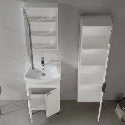Meuble vasque salle de bains 55 cm blanc 2 portes UMI