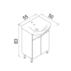 Meuble vasque salle de bains 55 cm blanc 2 portes UMI