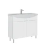 Meuble vasque salle de bains 100 cm blanc 2 portes UMI