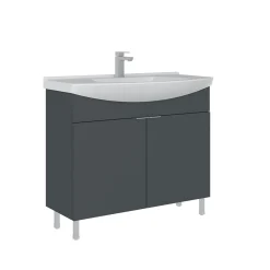 Meuble vasque salle de bains 100 cm anthracite 2 portes UMI