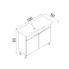 Meuble vasque salle de bains 100 cm décor chêne 2 portes UMI
