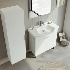 Meuble vasque salle de bains 80 cm blanc 2 portes UMI