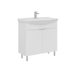 Meuble vasque salle de bains 80 cm blanc 2 portes UMI