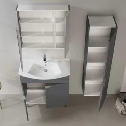 Meuble vasque salle de bains 80 cm anthracite 2 portes UMI