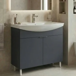 Meuble vasque salle de bains 80 cm anthracite 2 portes UMI